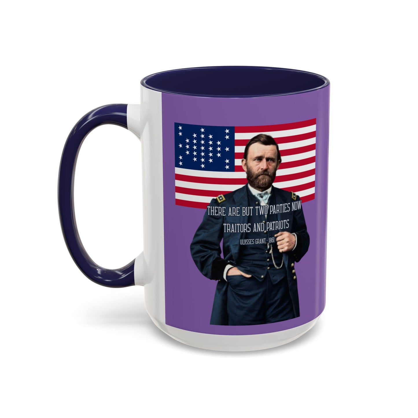"Traitors and Patriots" Ulysses Grant Light Purple Accent Mug by theGreenDragonTavern.shop