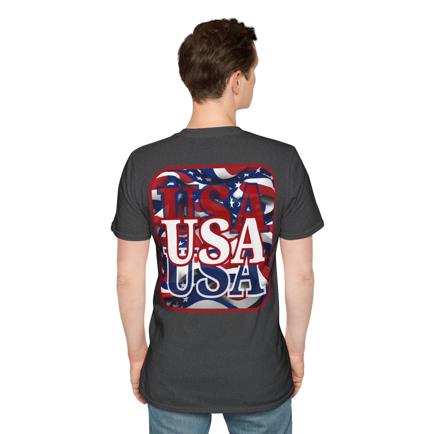 2-sided, Red WHITE and Blue USA Patriot Dark colors Unisex T-Shirt by theGreenDragonTavern.shop