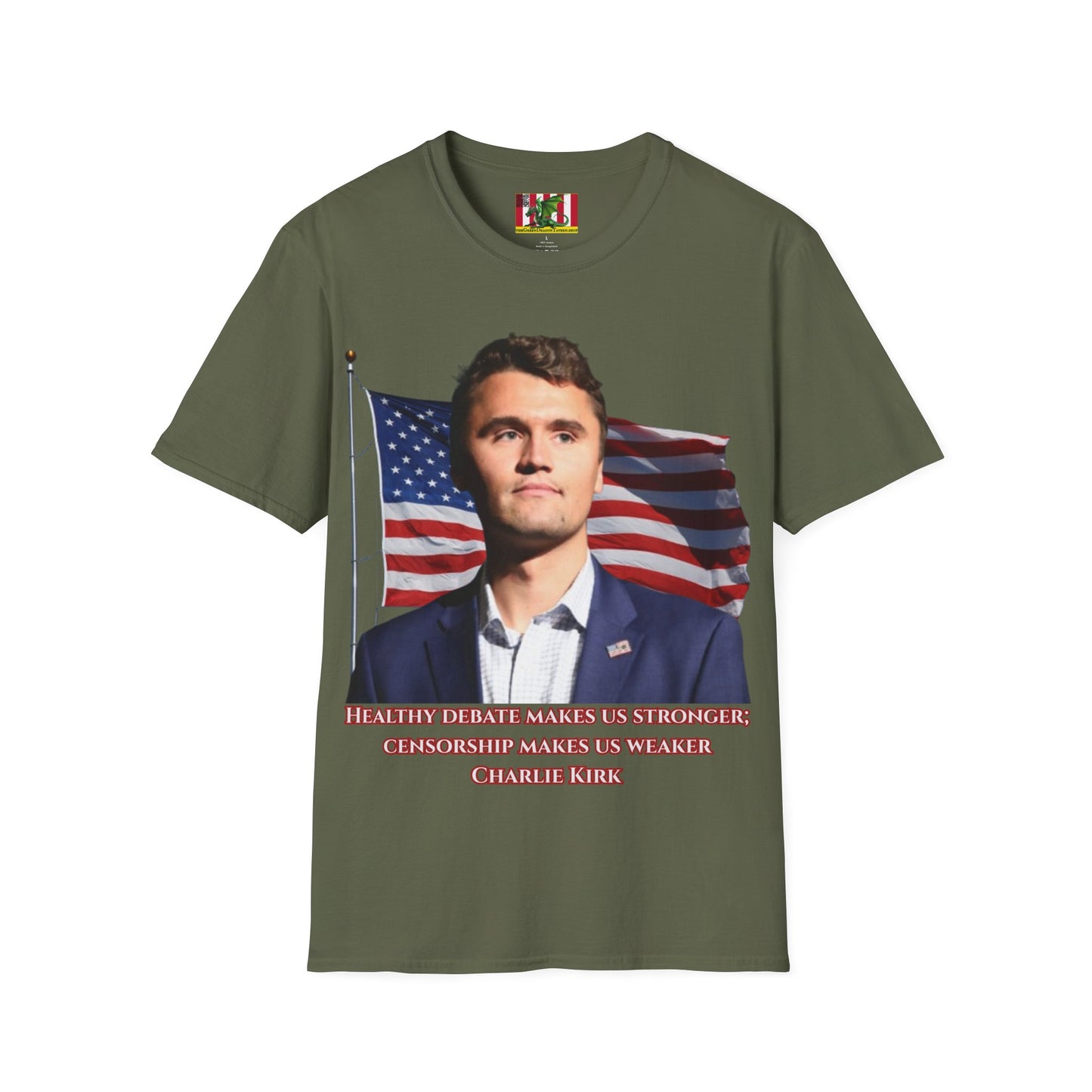 Charlie Kirk, Healthy Debate Dark colors Unisex T-Shirt by theGreenDragonTavern.shop