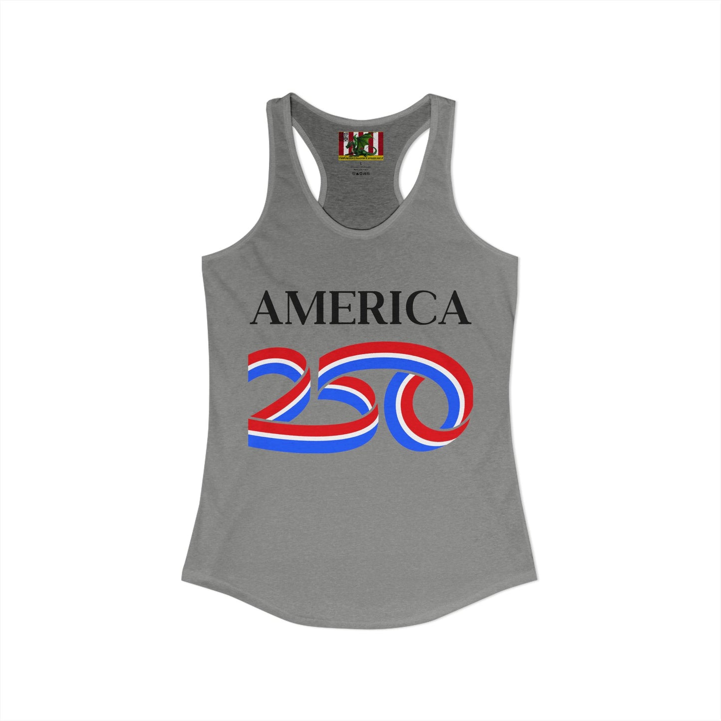 America 250 Black font Women's Racerback Tank Top by theGreenDragonTavern.shop