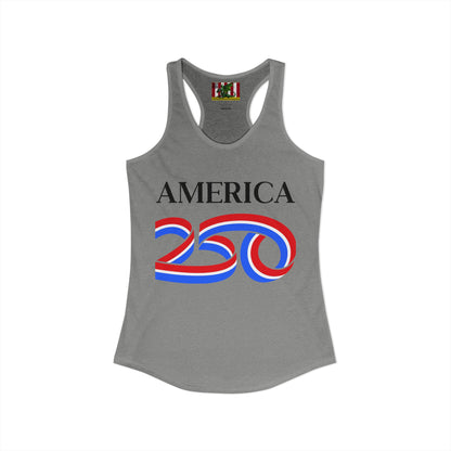America 250 Black font Women's Racerback Tank Top by theGreenDragonTavern.shop