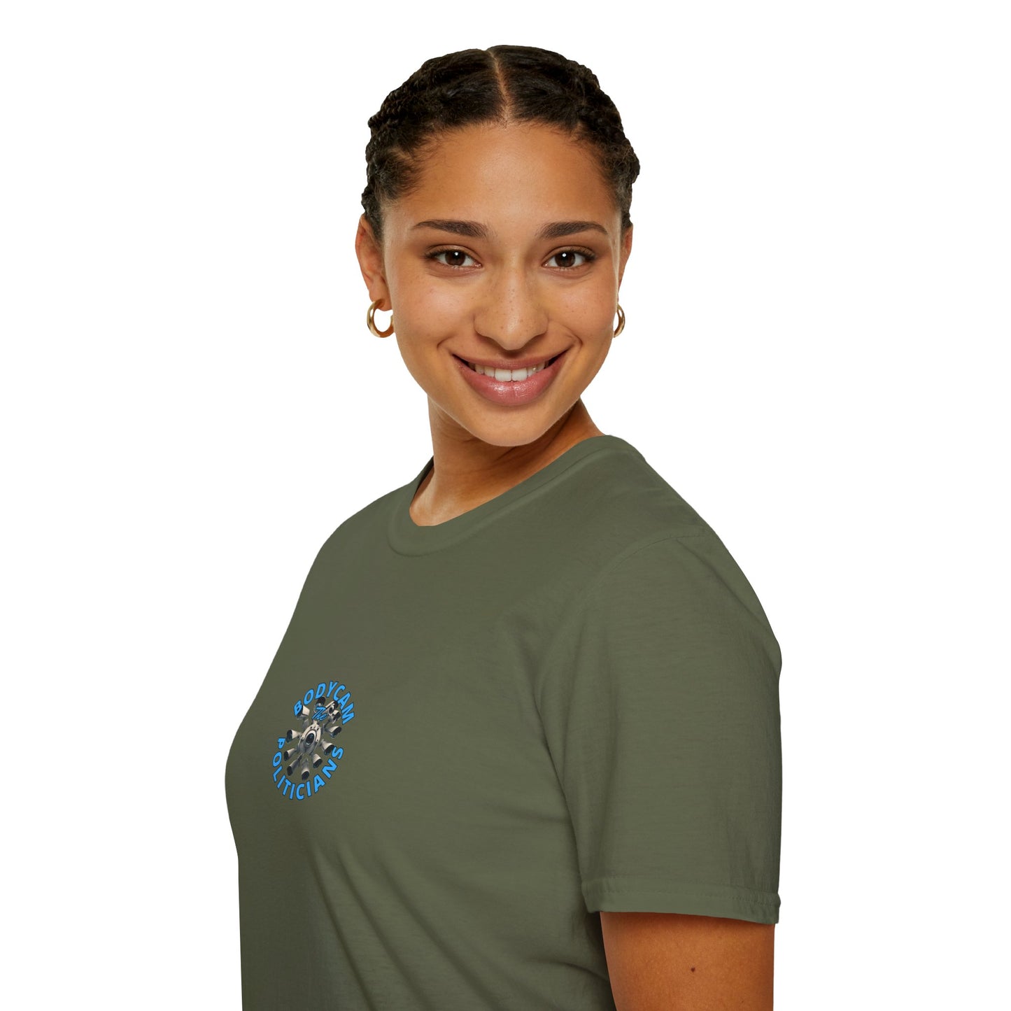 2-sided, Bodycam the Politicians Cameras Dark colors Unisex T-Shirt by theGreenDragonTavern.shop