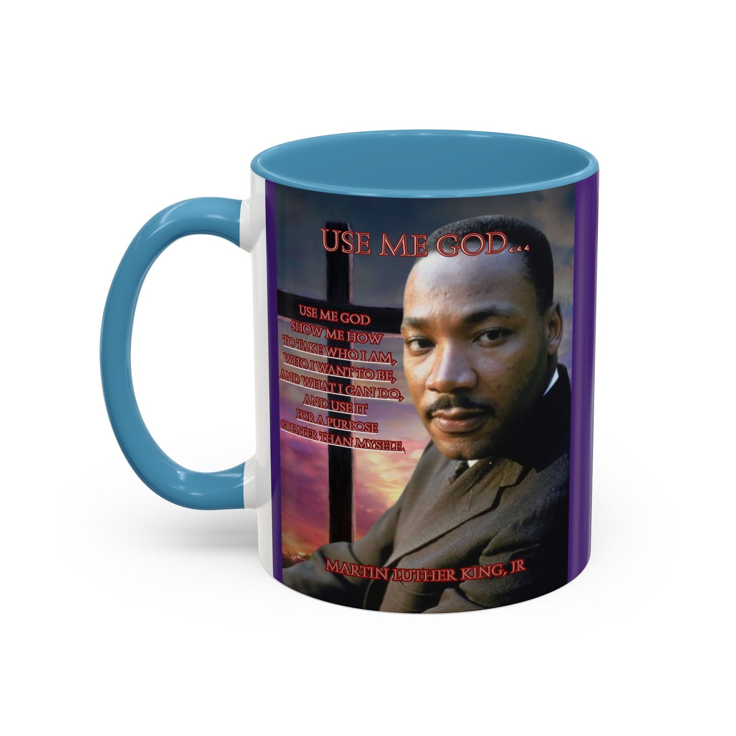 Use Me God, MLK Jr Purple Accent Mug by theGreenDragonTavern.shop