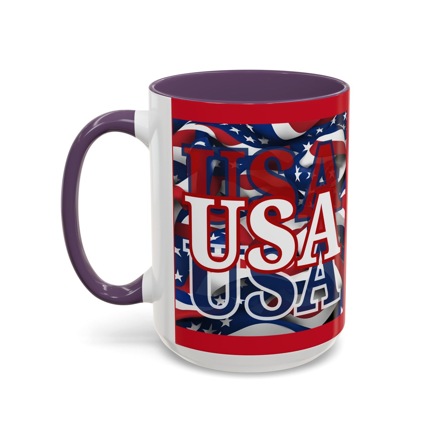 USA White font Center Patriot Red Accent Mug by theGreenDragonTavern.shop