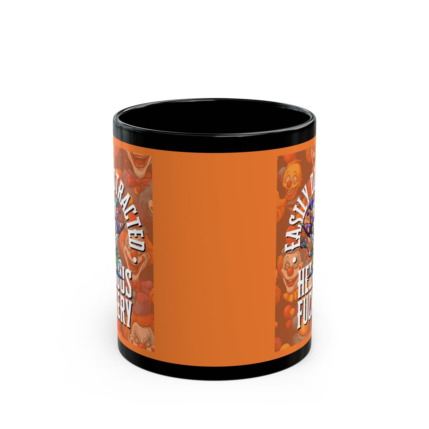 Easily Distracted by Heinous Fuckery Little Jincs Orange Mug by theGreenDragonTavern.shop