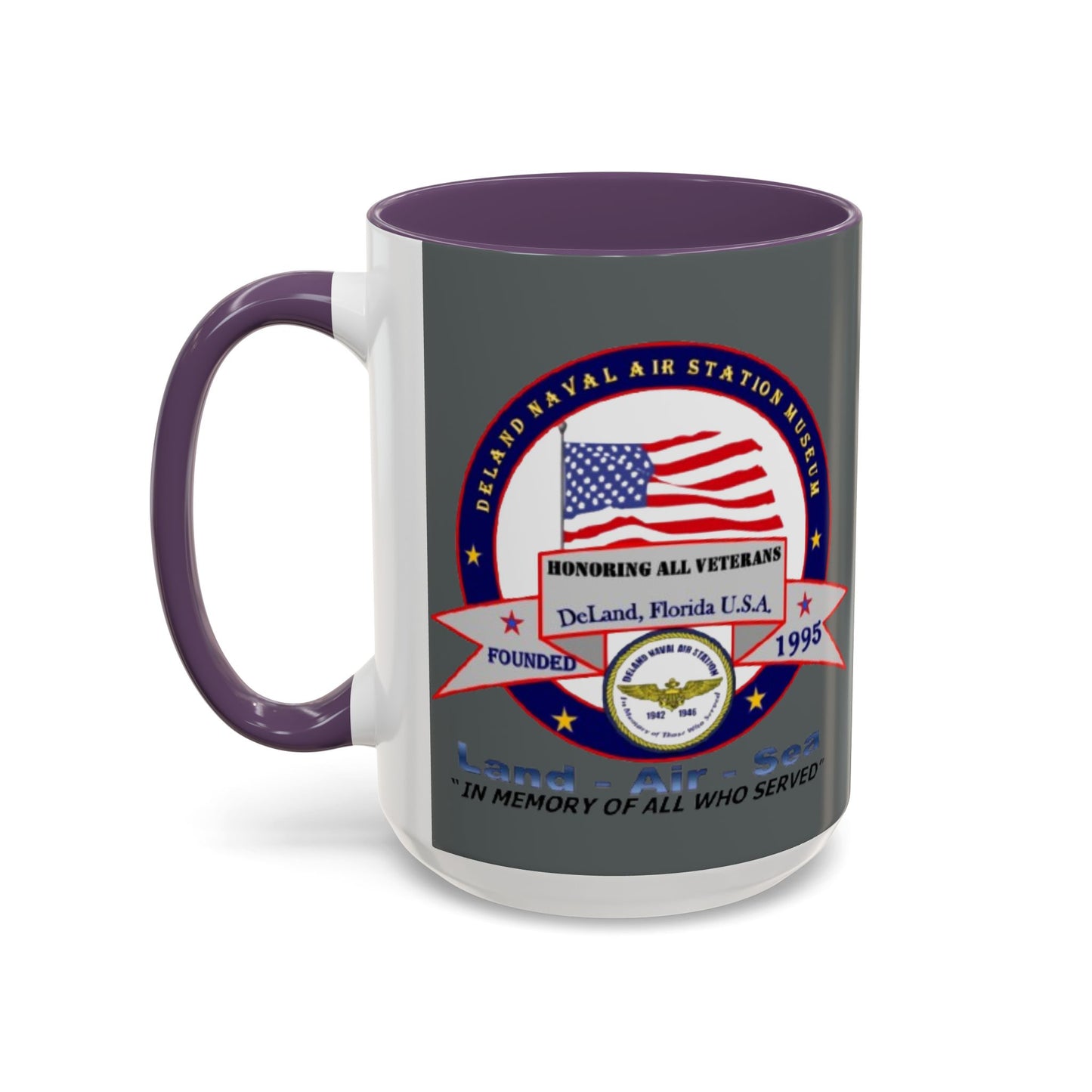DNASM 2-sided, Founding & Student Art w/Navy Ring Grey Accent Mug by theGreenDragonTavern.shop