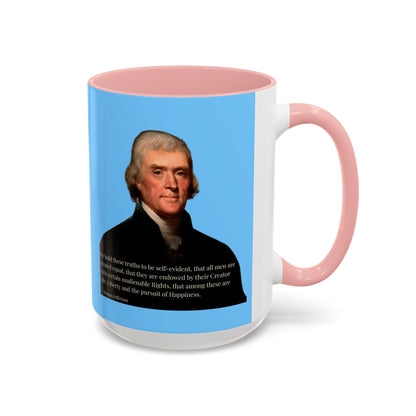 We hold these truths to be self-evident Light Blue Accent Mug by theGreenDragonTavern.shop