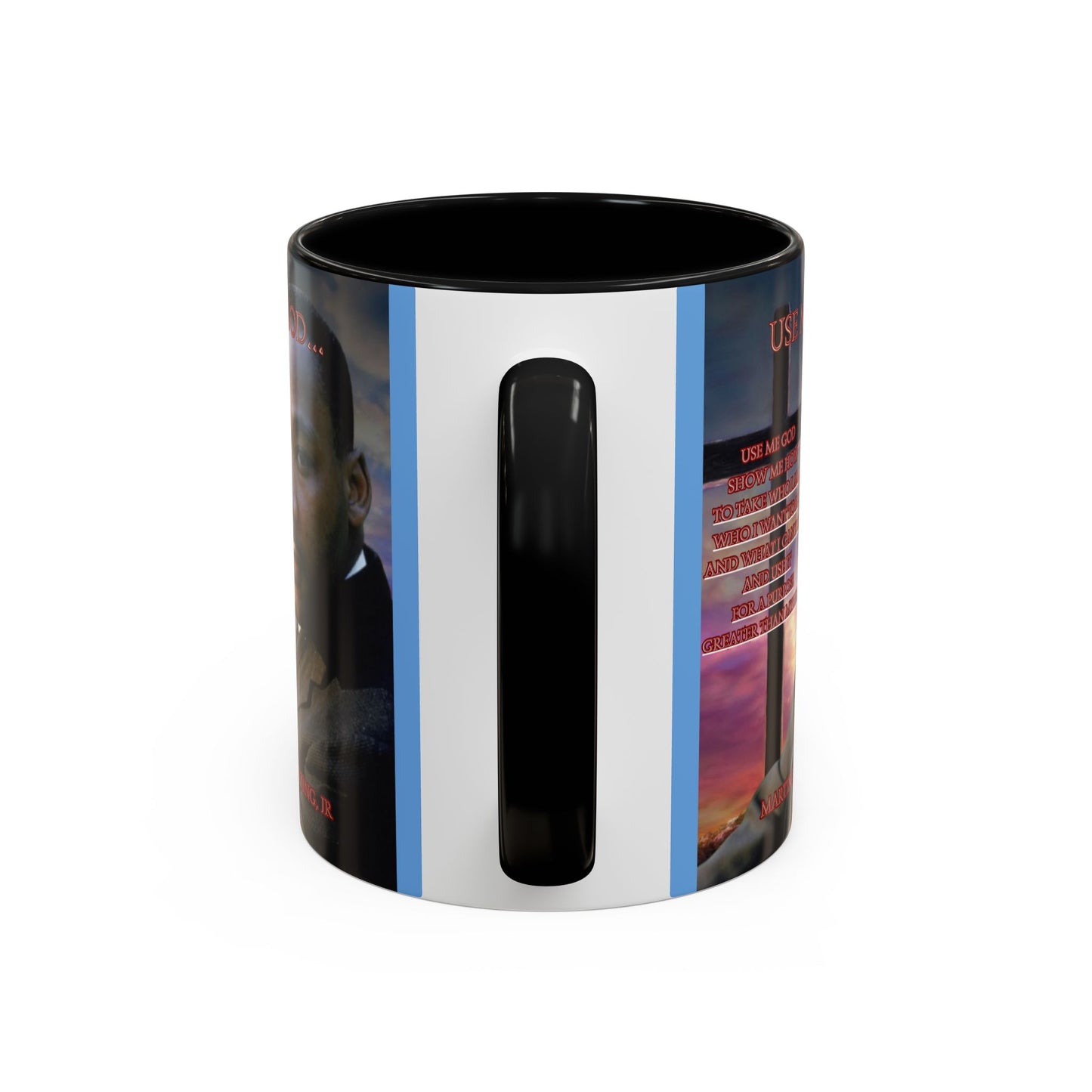 Use Me God, MLK Jr Blue Accent Mug by theGreenDragonTavern.shop