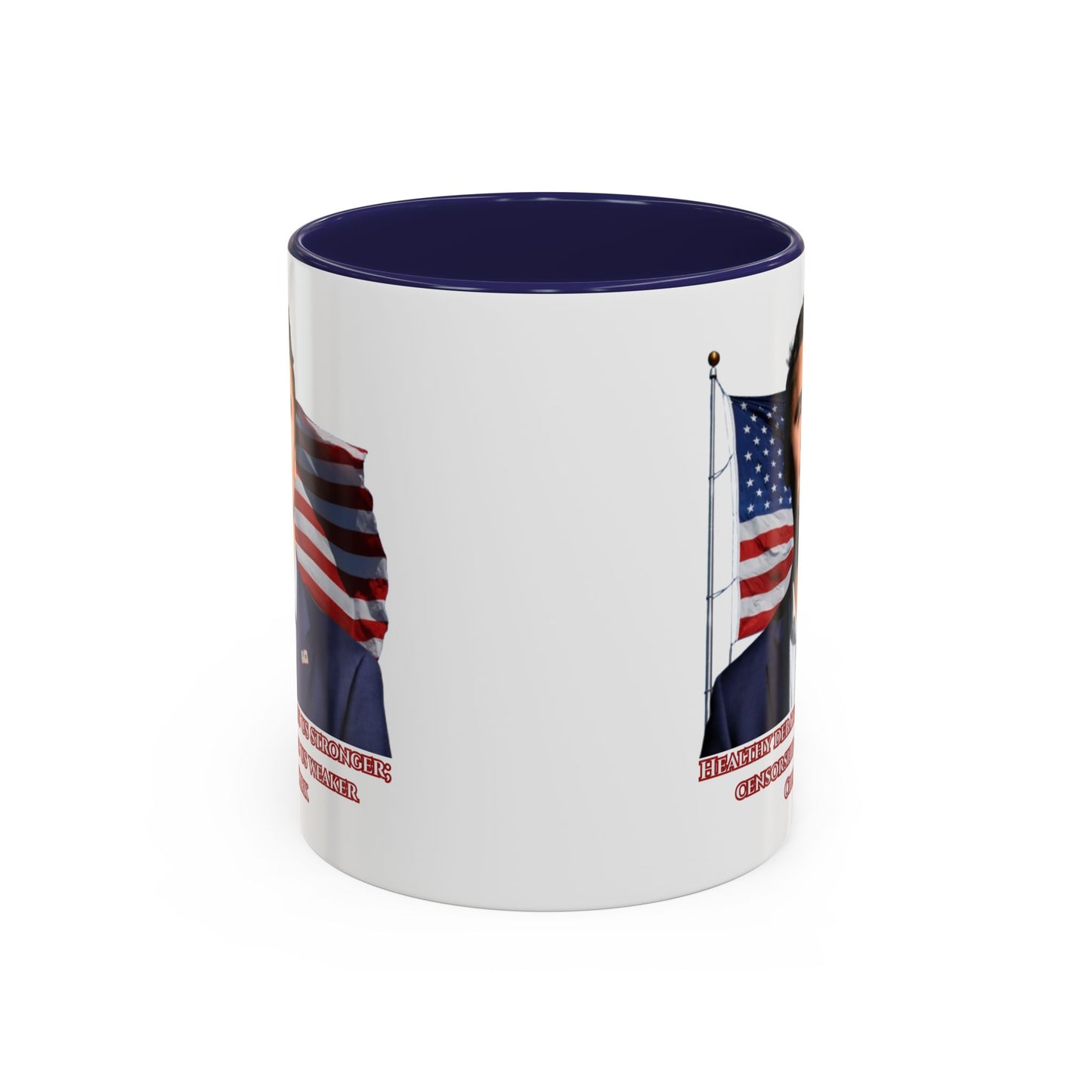 Charlie Kirk, Healthy Debate White Accent Mug by theGreenDragonTavern.shop