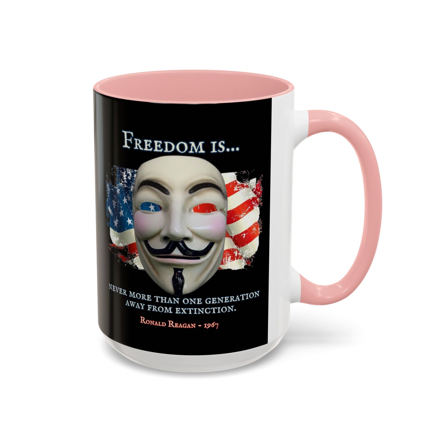 Ronald Reagan Freedom Vendetta Black Accent Mug by theGreenDragonTavern.shop