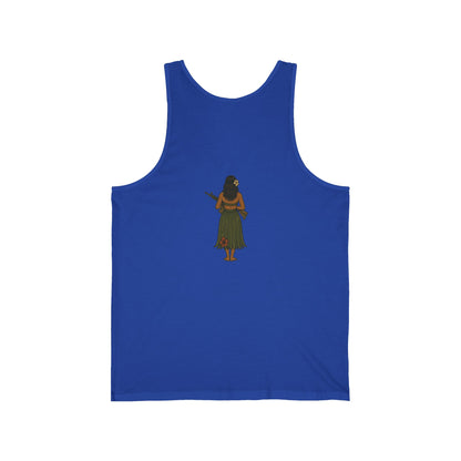 2-sided, Hula Girl Packin' Heat Unisex Jersey Tank Top by theGreenDragonTavern.shop