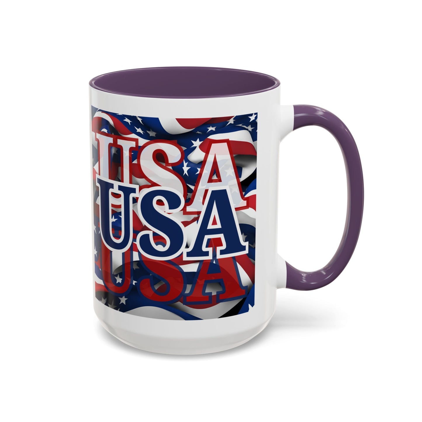 USA Blue font Center Patriot White Accent Mug by theGreenDragonTavern.shop