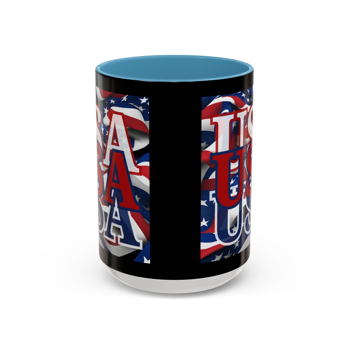 USA Red font Center Patriot Black Accent Mug by theGreenDragonTavern.shop