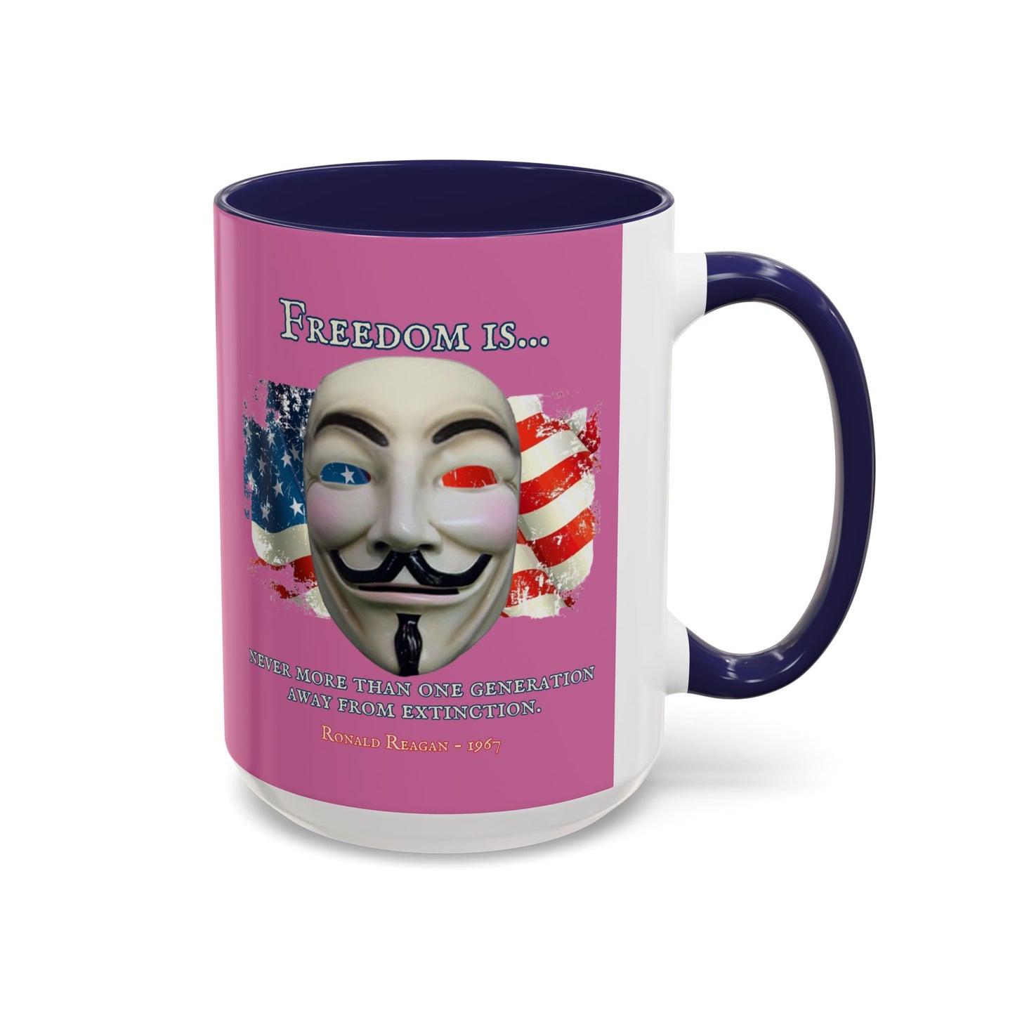 Ronald Reagan Freedom Vendetta Pink Accent Mug by theGreenDragonTavern.shop