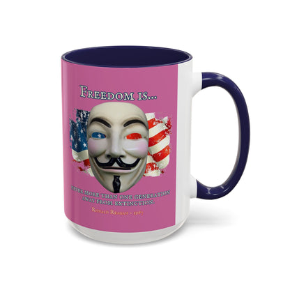 Ronald Reagan Freedom Vendetta Pink Accent Mug by theGreenDragonTavern.shop