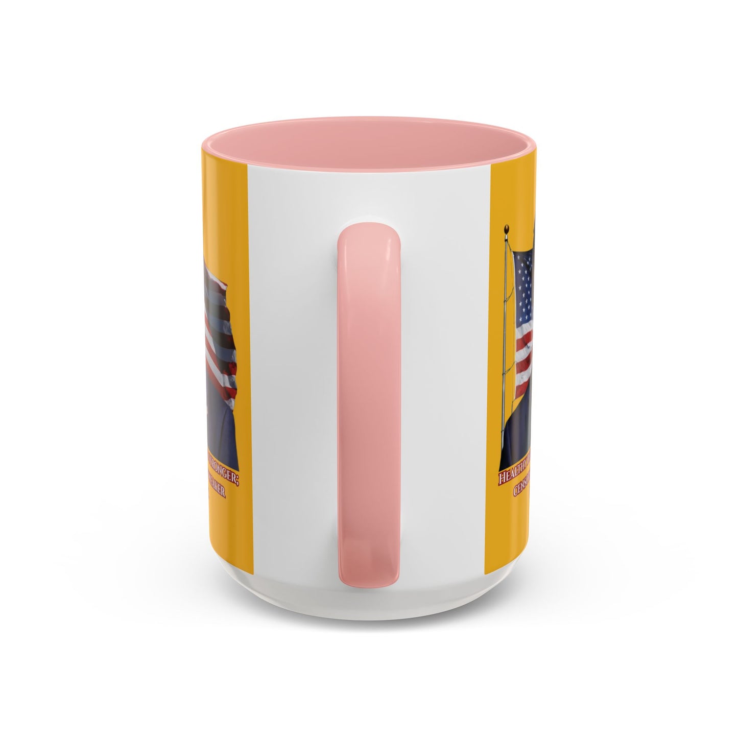 Charlie Kirk, Healthy Debate Yellow Accent Mug by theGreenDragonTavern.shop