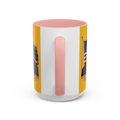 Charlie Kirk, Healthy Debate Yellow Accent Mug by theGreenDragonTavern.shop