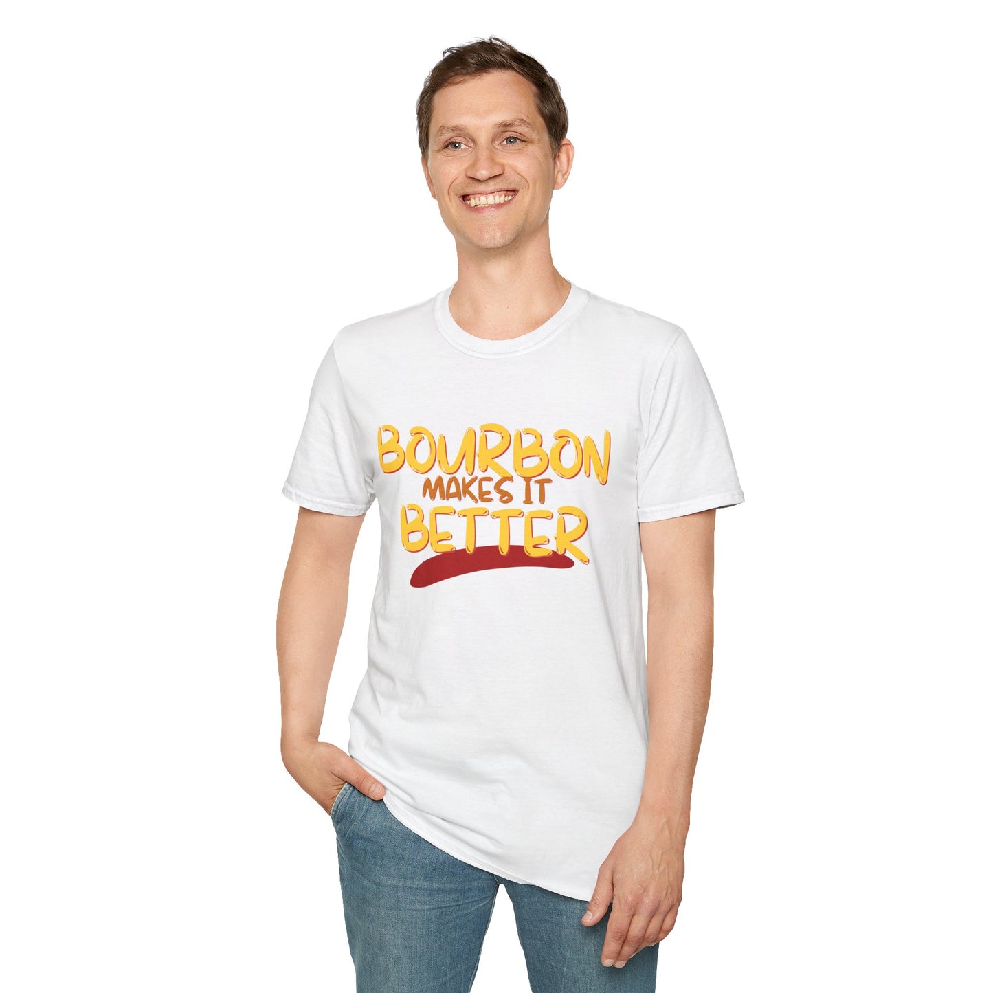 Bourbon makes it better LTcolors Unisex T-Shirt by theGreenDragonTavern.shop