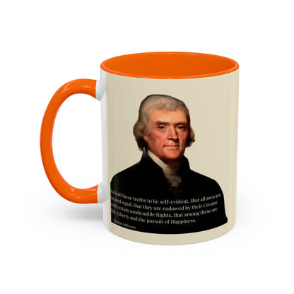 We hold these truths to be self-evident Parchment Yellow Accent Mug by theGreenDragonTavern.shop