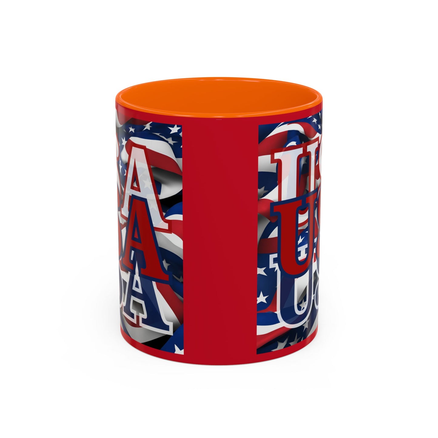 USA Red font Center Patriot Red Accent Mug by theGreenDragonTavern.shop