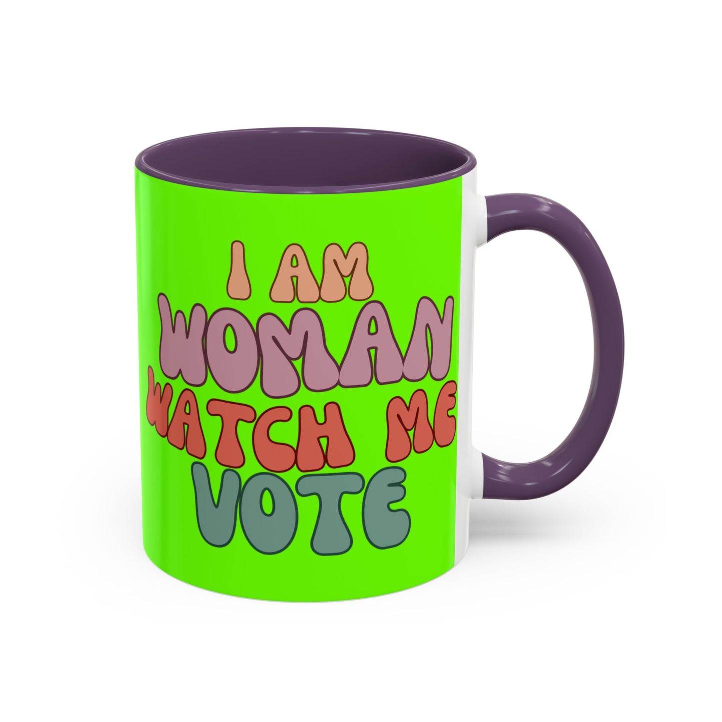I Am Woman Watch Me Vote Light Green Accent Mug by theGreenDragonTavern.shop