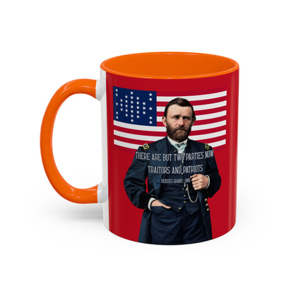"Traitors and Patriots" Ulysses Grant Red Accent Mug by theGreenDragonTavern.shop