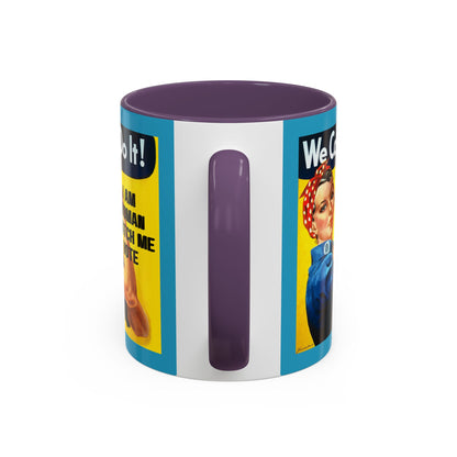 I Am Woman Watch Me Vote Rosie Turquoise Accent Mug by theGreenDragonTavern.shop