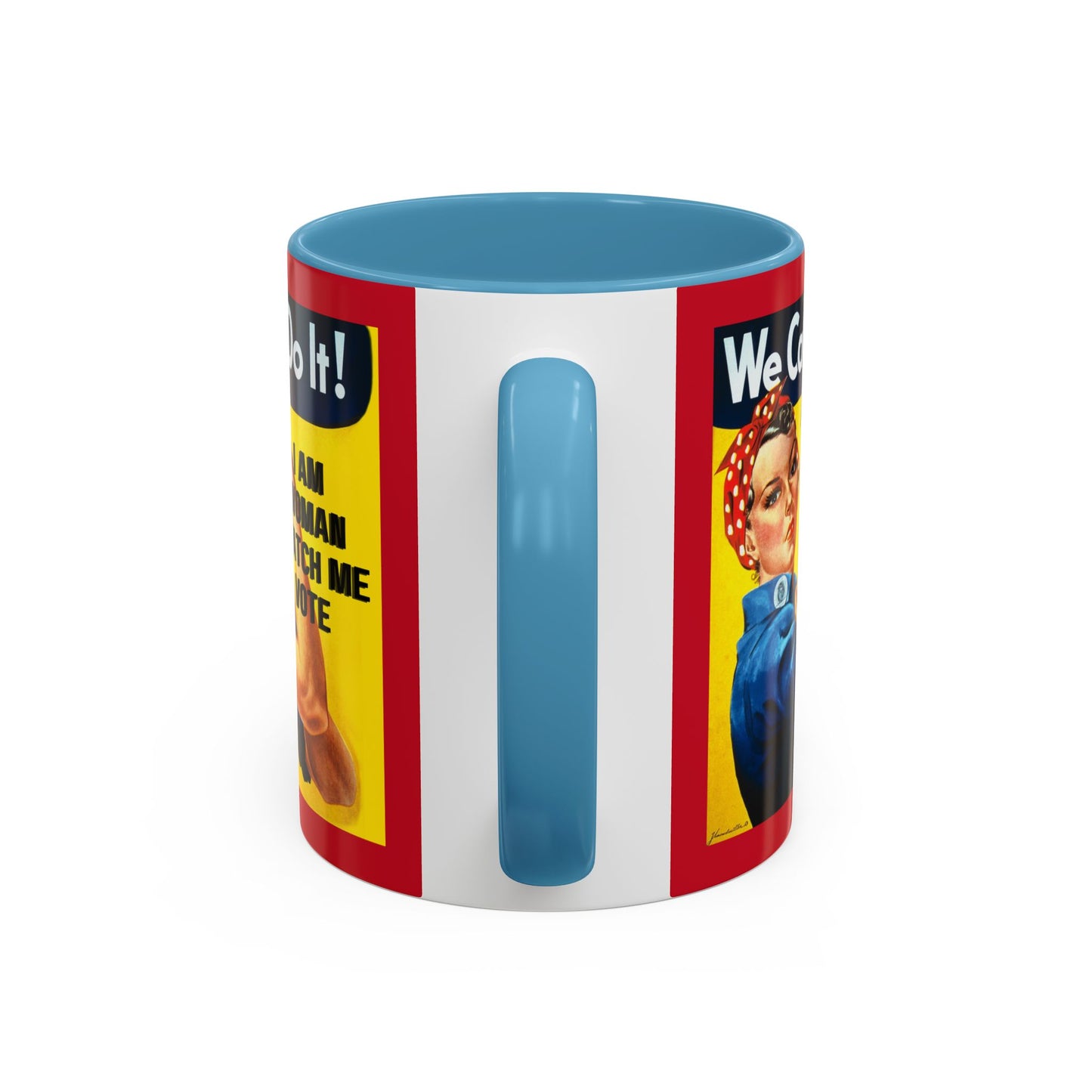 I Am Woman Watch Me Vote Rosie Red Accent Mug by theGreenDragonTavern.shop