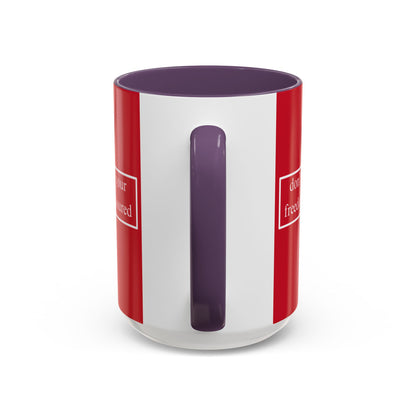 don't assume your freedoms are assured White font Red Accent Mug by theGreenDragonTavern.shop
