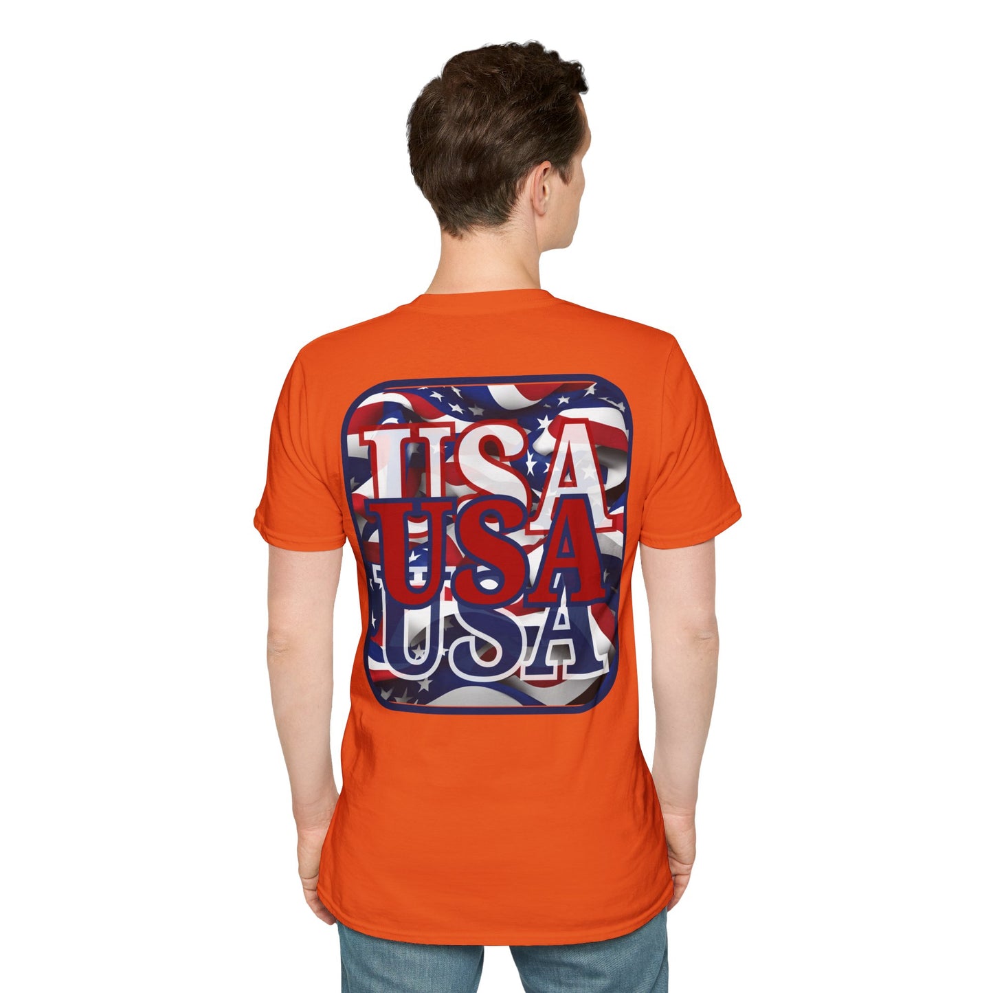2-sided, RED White and Blue USA Patriot Light colors Unisex T-Shirt by theGreenDragonTavern.shop