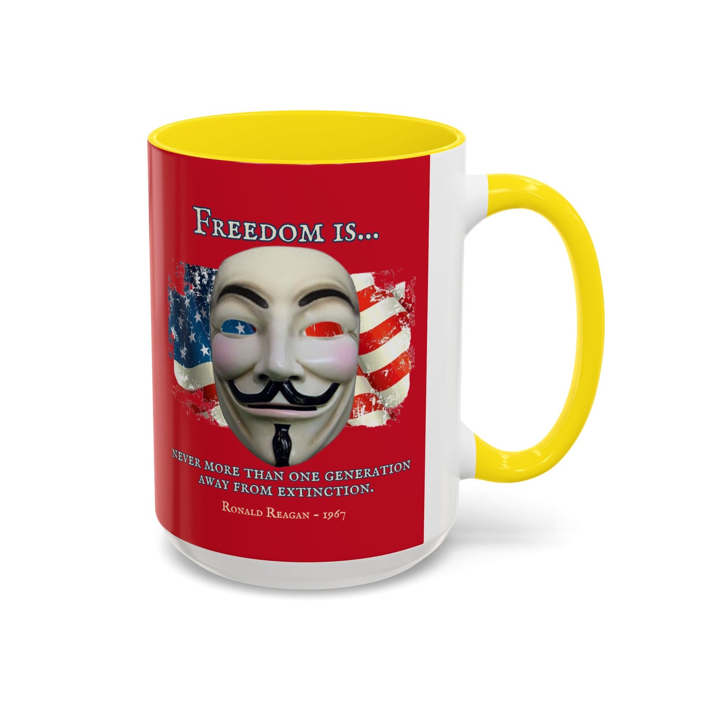 Ronald Reagan Freedom Vendetta Red Accent Mug by theGreenDragonTavern.shop