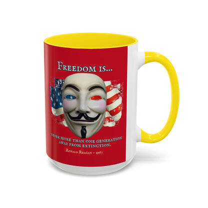 Ronald Reagan Freedom Vendetta Red Accent Mug by theGreenDragonTavern.shop