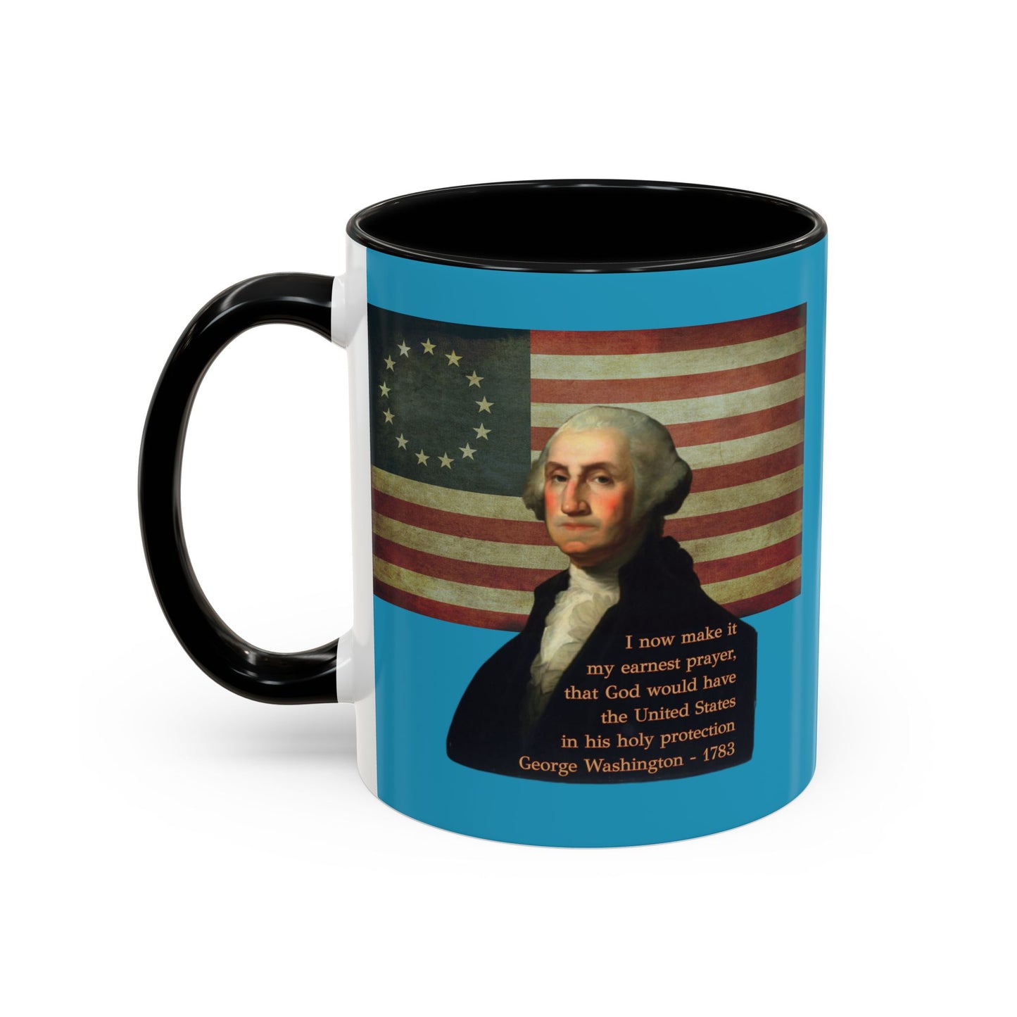 Washington's Earnest Prayer Turquoise Accent Mug by theGreenDragonTavern.shop