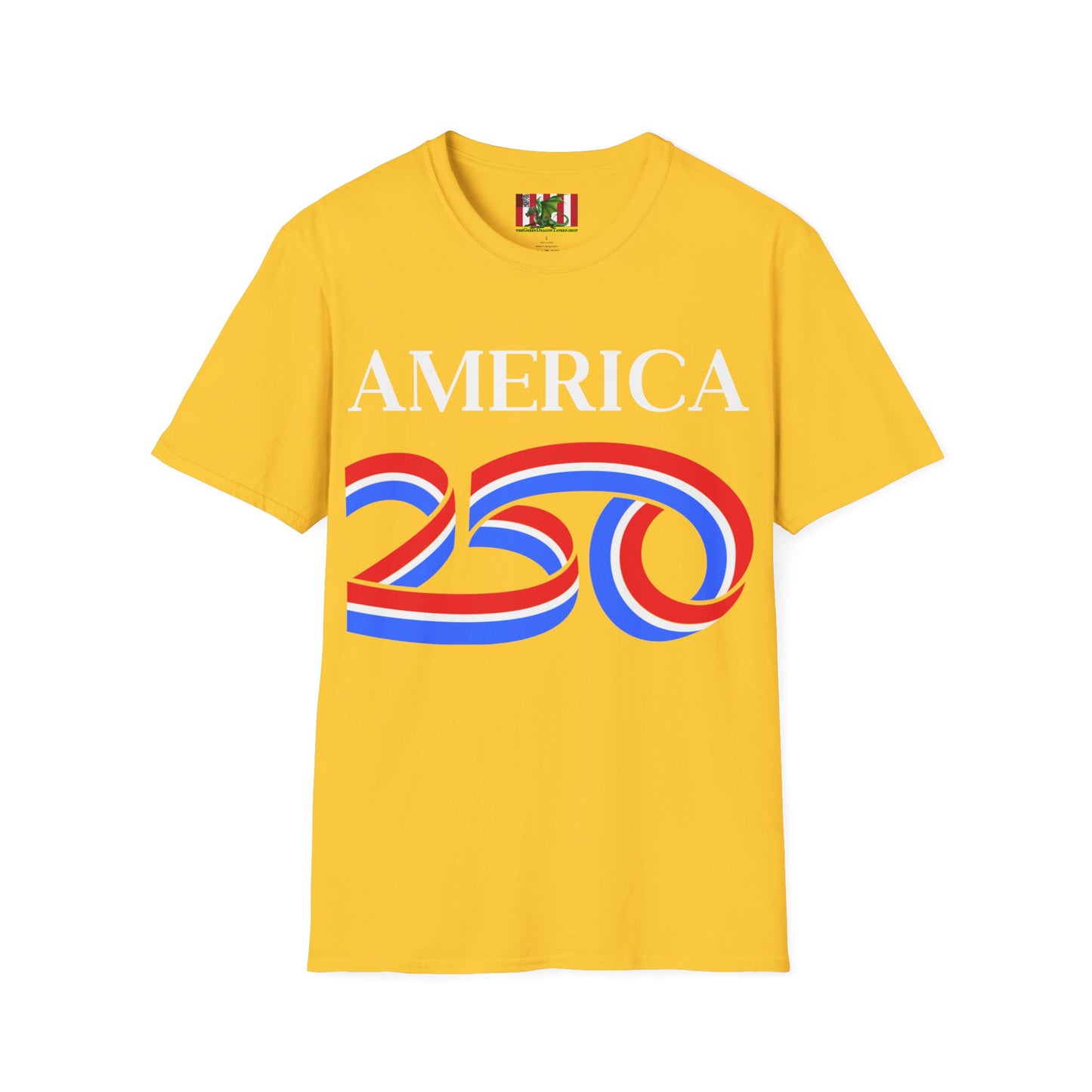 America 250 White font, Light colors, Unisex T-Shirt by theGreenDragonTavern.shop