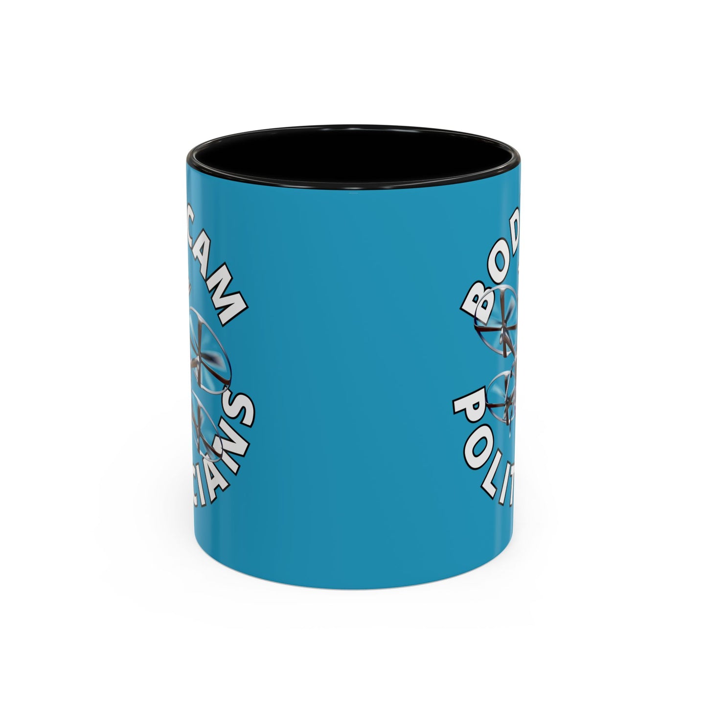 Bodycam the Politicians Drone Turquoise Accent Mug by theGreenDragonTavern.shop