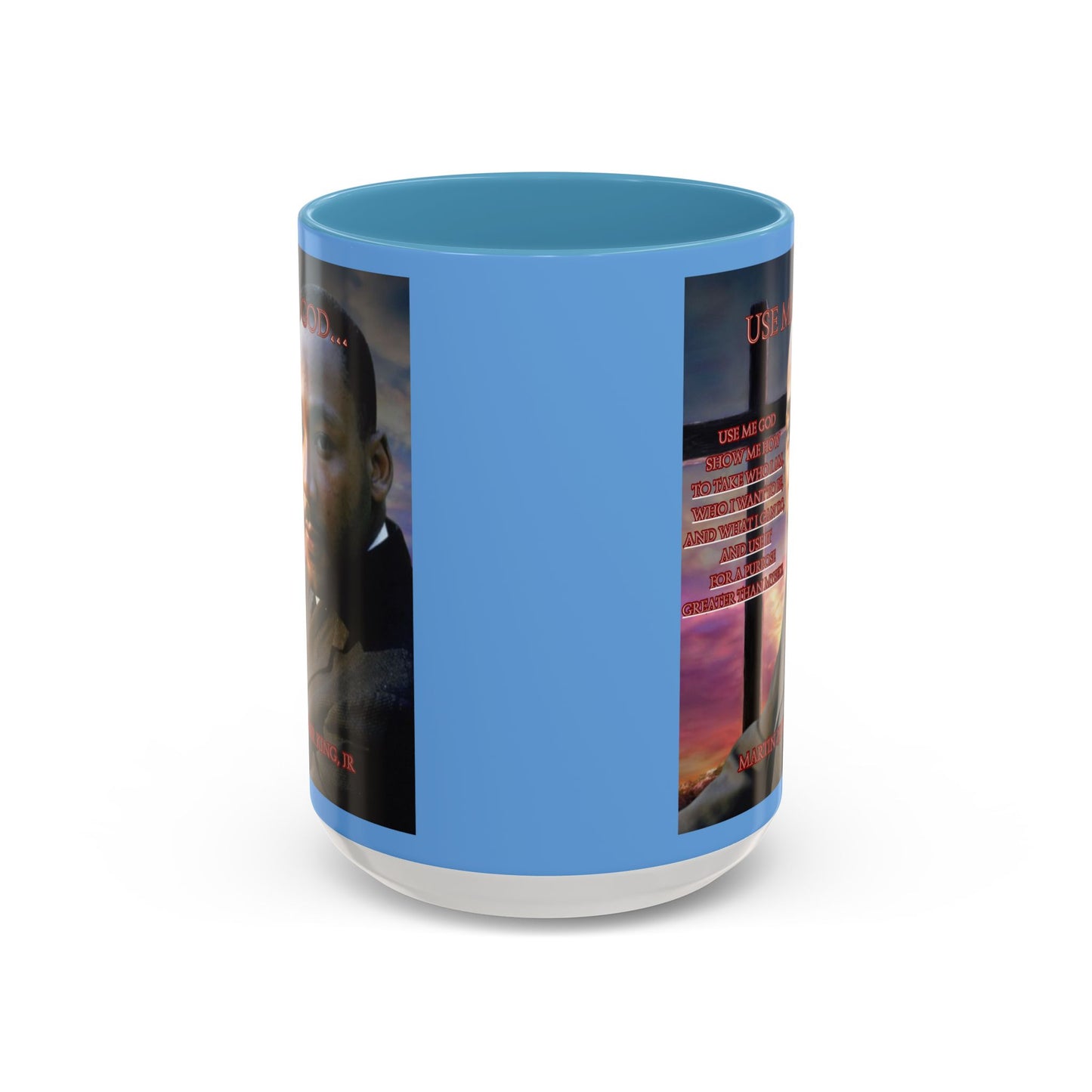 Use Me God, MLK Jr Blue Accent Mug by theGreenDragonTavern.shop