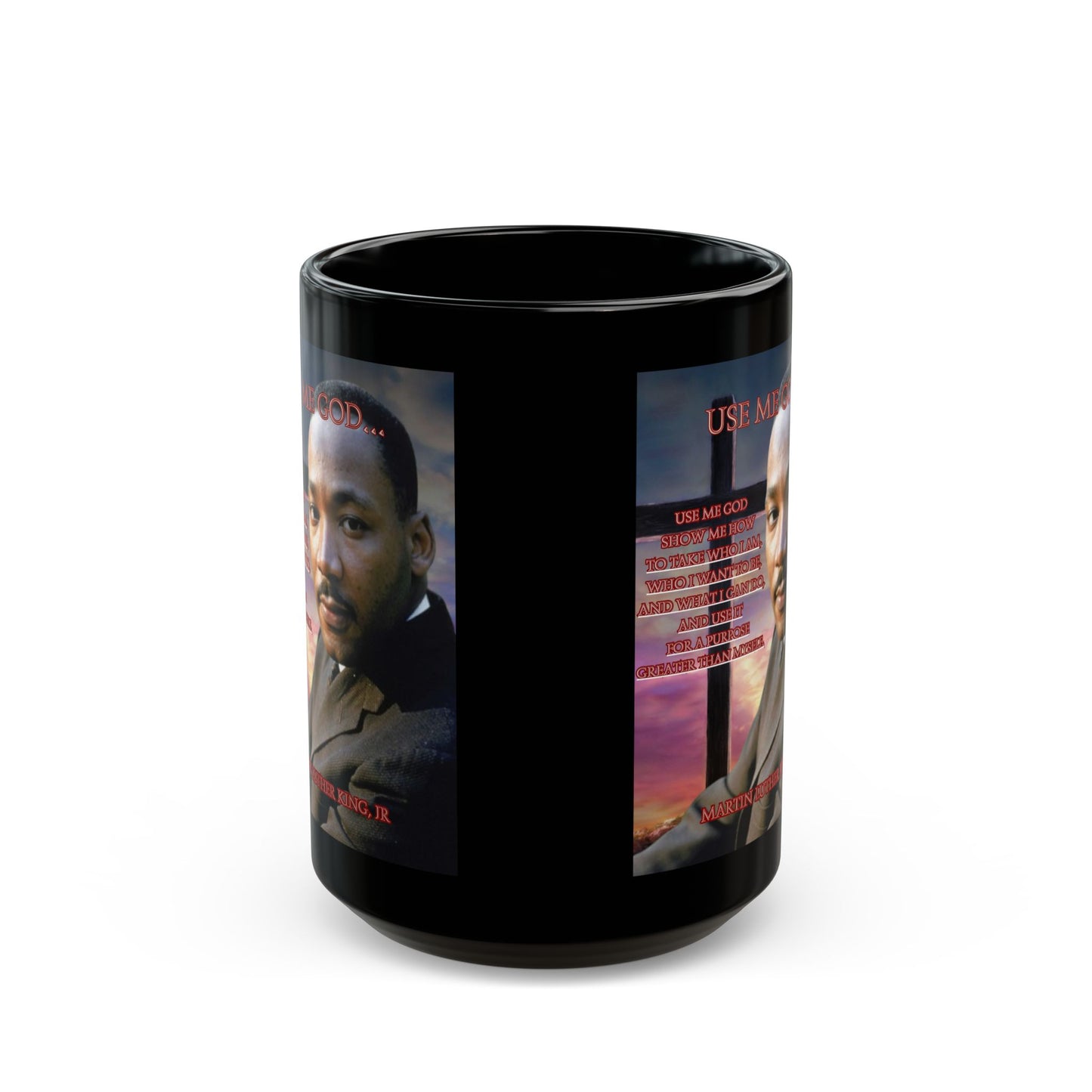 Use Me God, MLK Jr Black Mug by theGreenDragonTavern.shop