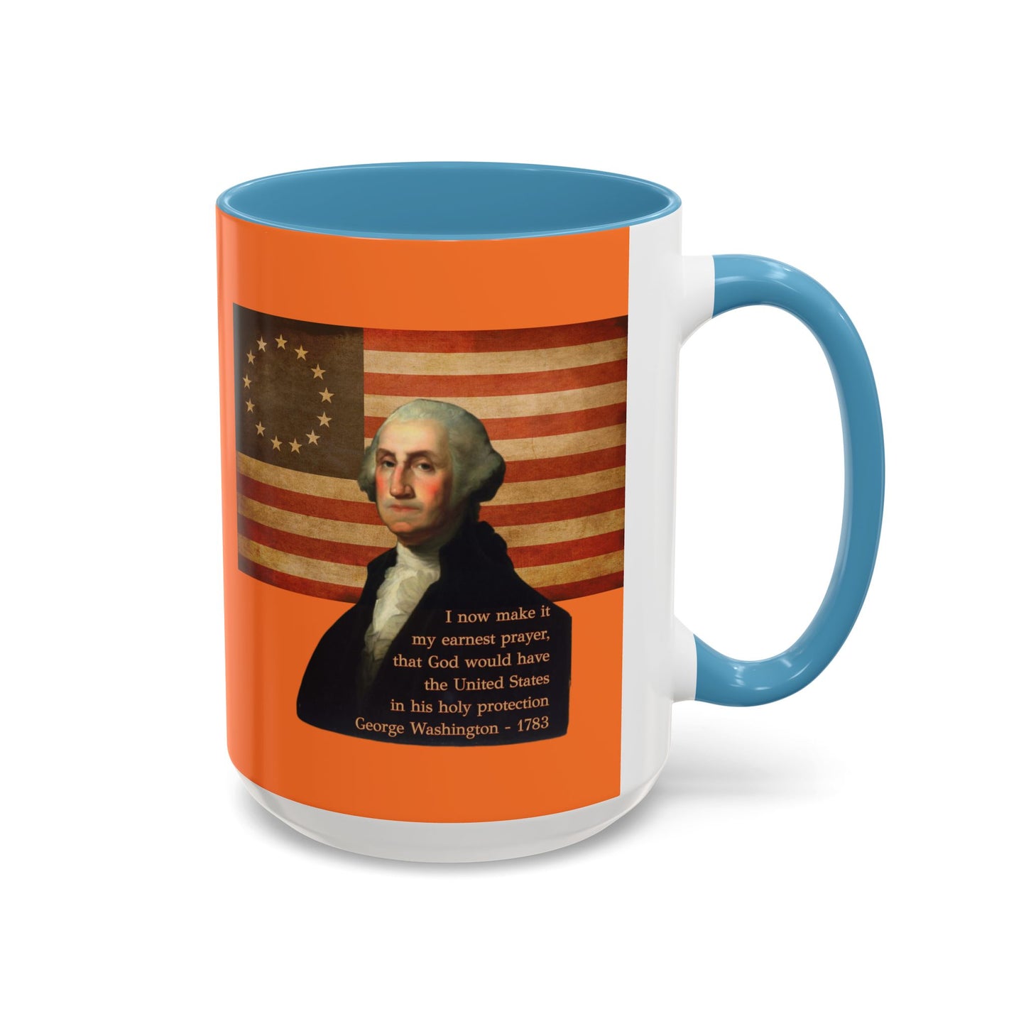 Washington's Earnest Prayer Orange Accent Mug by theGreenDragonTavern.shop