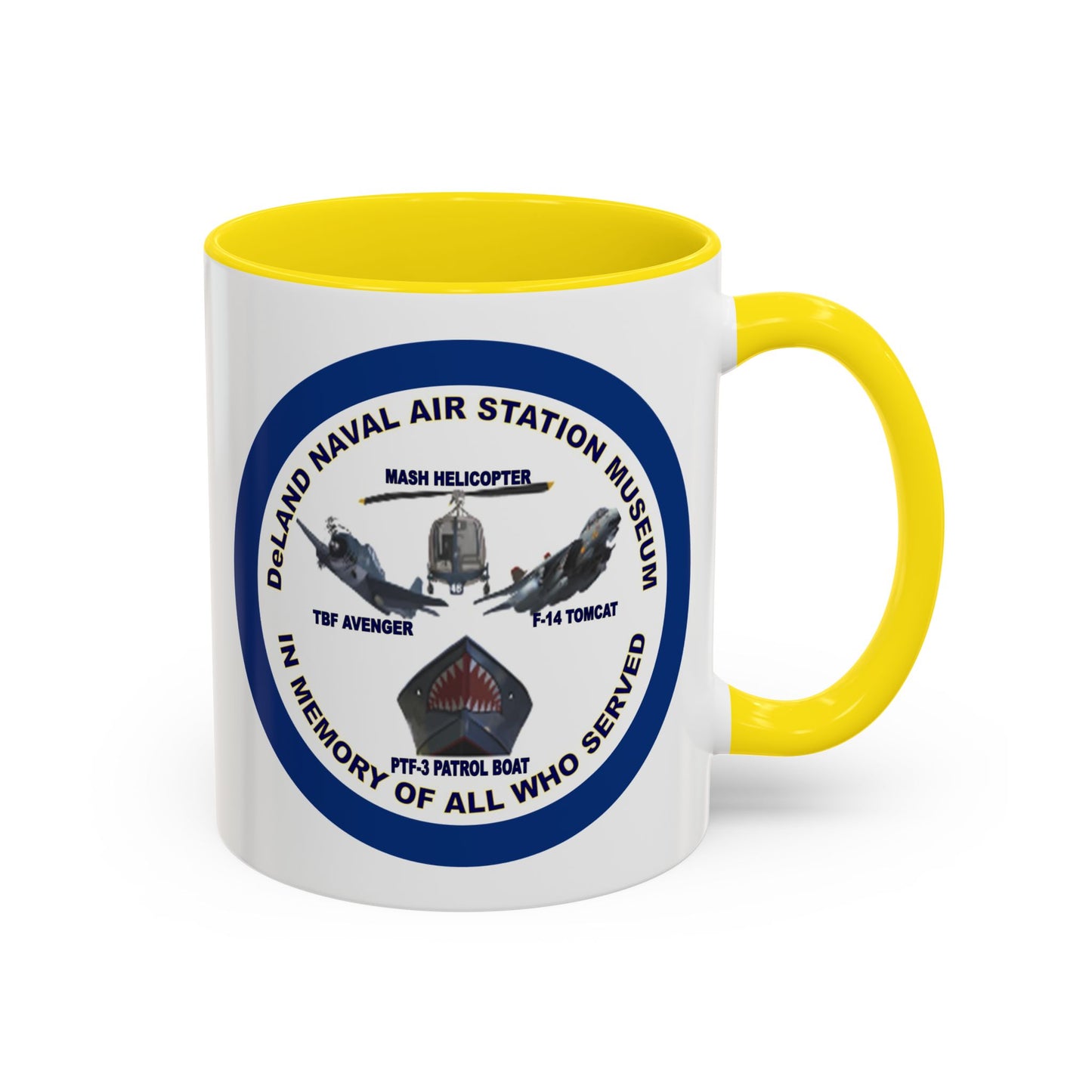 DNASM 2-sided, Founding & Student Art w/Navy Ring White Accent Mug by theGreenDragonTavern.shop