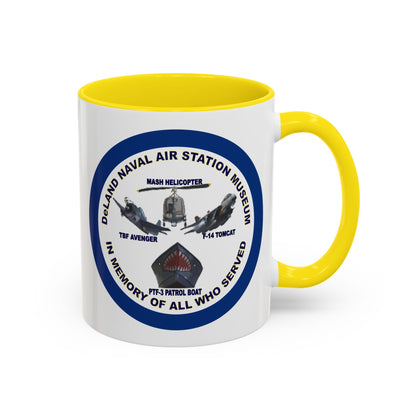 DNASM 2-sided, Founding & Student Art w/Navy Ring White Accent Mug by theGreenDragonTavern.shop