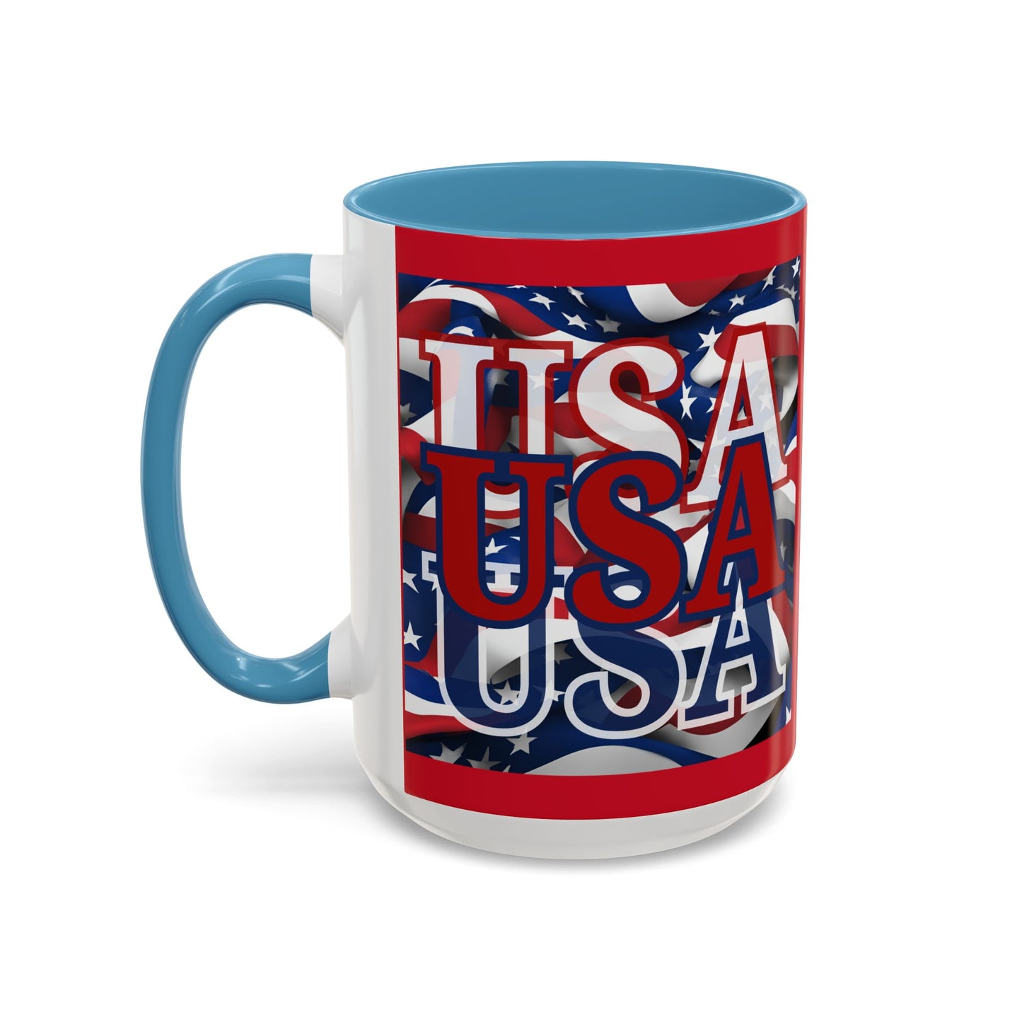 USA Red font Center Patriot Red Accent Mug by theGreenDragonTavern.shop