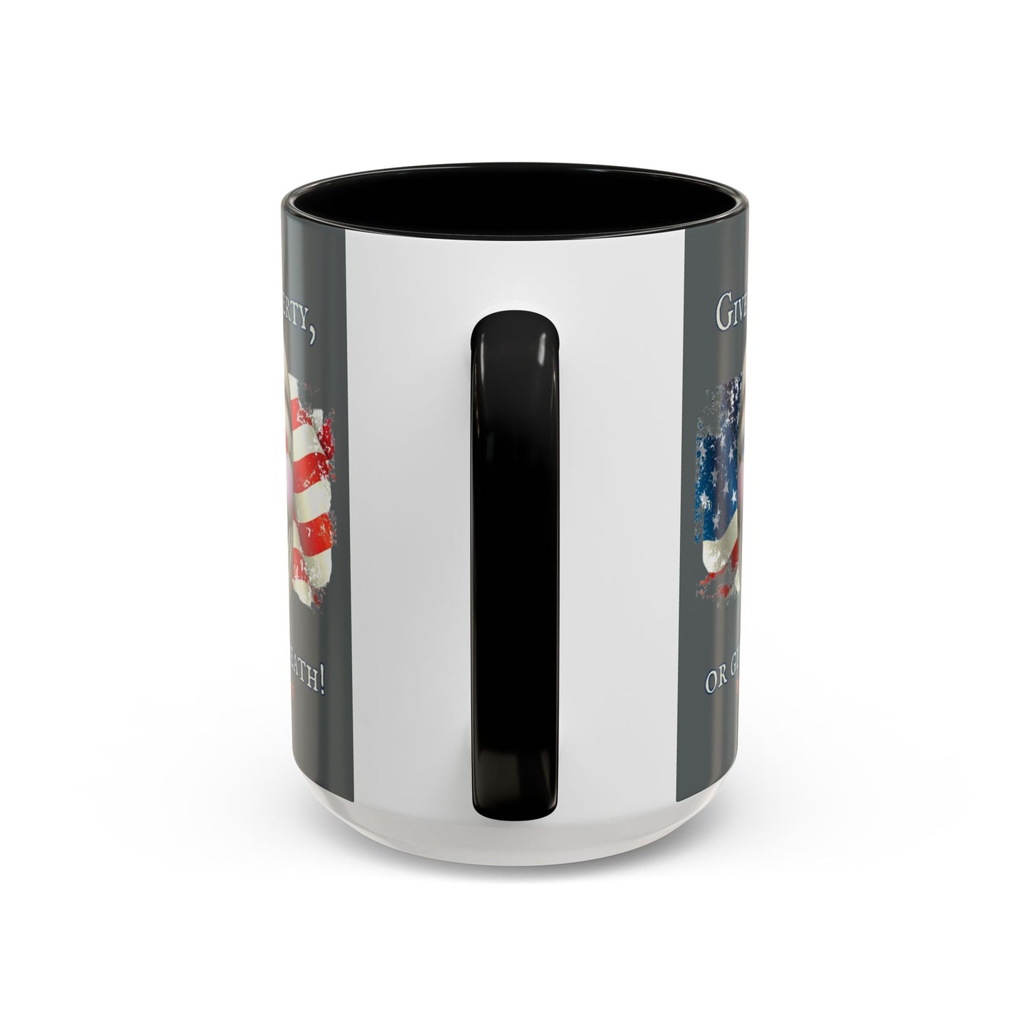 Vendetta, "Give me liberty, or give me death!" Grey Accent Mug by theGreenDragonTavern.shop