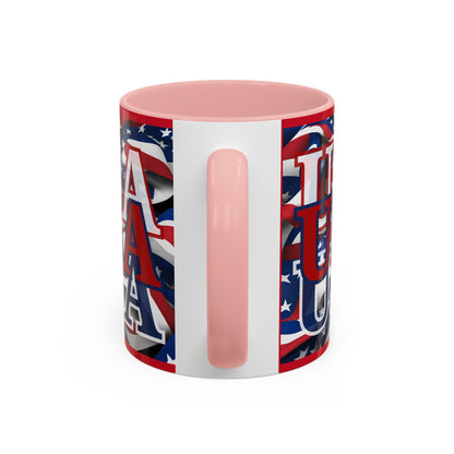 USA Red font Center Patriot Red Accent Mug by theGreenDragonTavern.shop