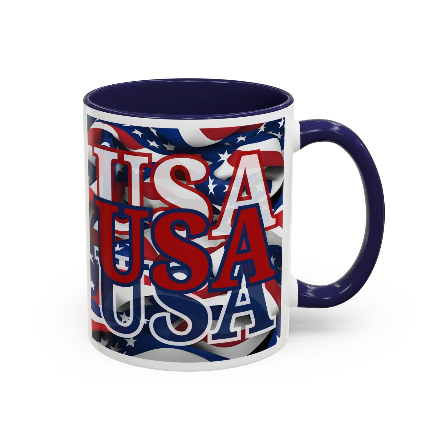 USA Red font Center Patriot White Accent Mug by theGreenDragonTavern.shop