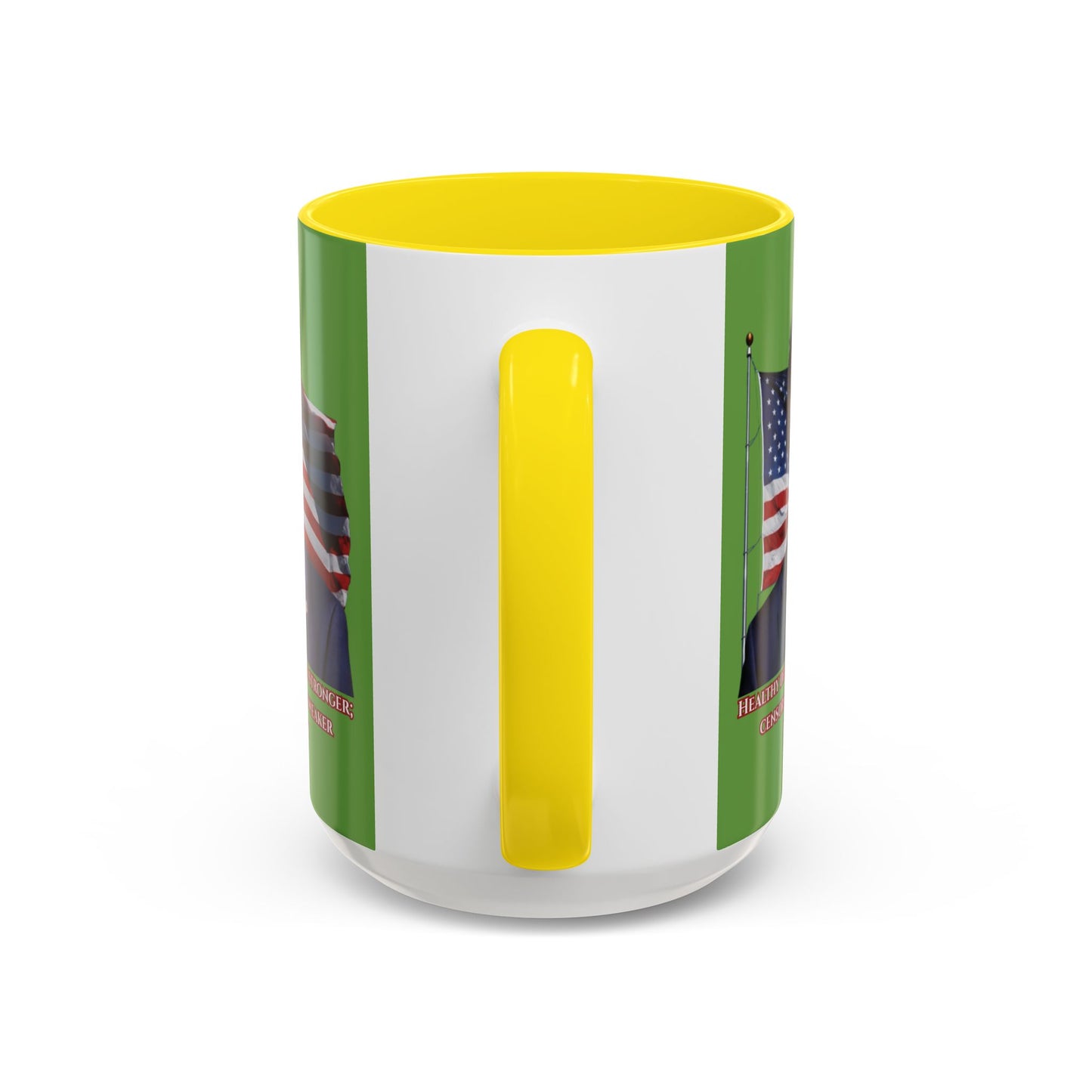 Charlie Kirk, Healthy Debate Green Accent Mug by theGreenDragonTavern.shop