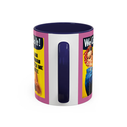 I Am Woman Watch Me Vote Rosie Pink Accent Mug by theGreenDragonTavern.shop