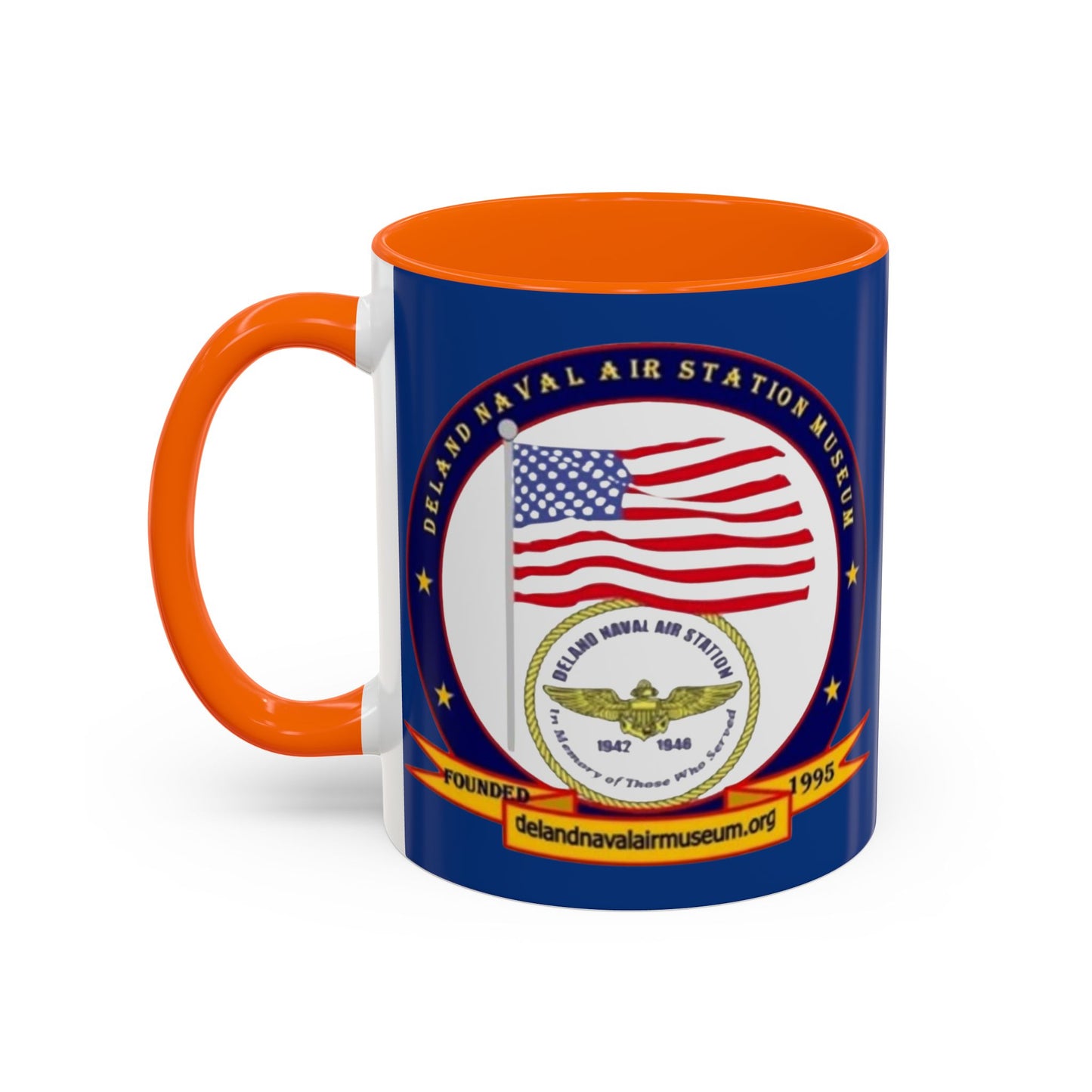 DeLand Naval Air Station Museum Blue Accent Mug by theGreenDragonTavern.shop