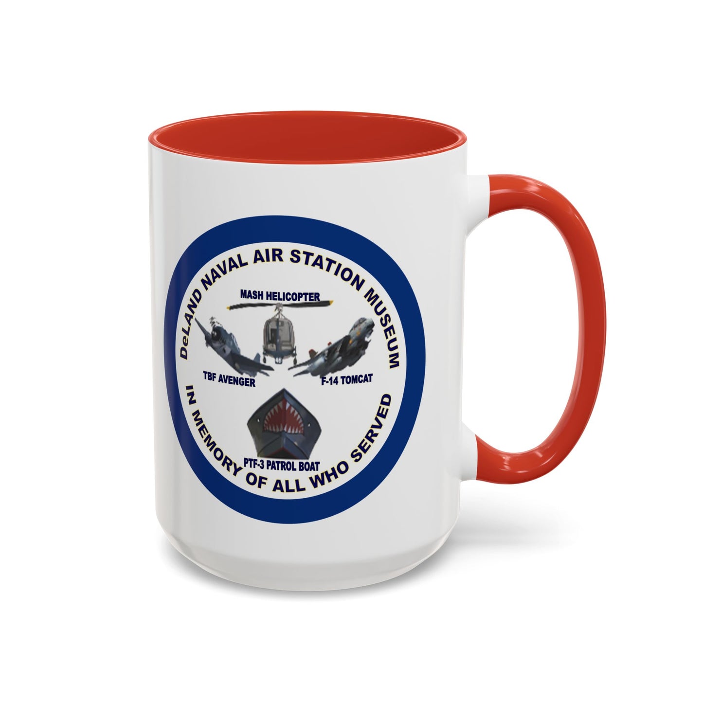 DNASM 2-sided, Founding & Student Art w/Navy Ring White Accent Mug by theGreenDragonTavern.shop