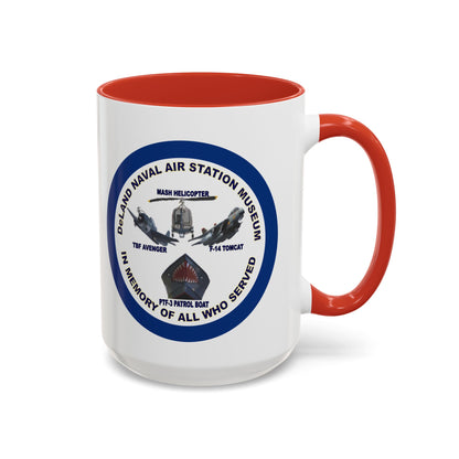 DNASM 2-sided, Founding & Student Art w/Navy Ring White Accent Mug by theGreenDragonTavern.shop