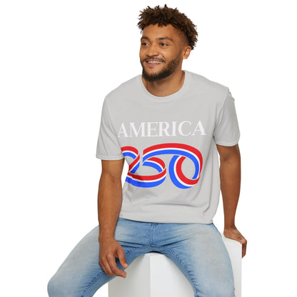America 250 White font, Light colors, Unisex T-Shirt by theGreenDragonTavern.shop